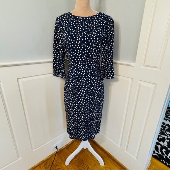 Boden Delia Pop Spot Formal Sheath Midi Career Dress Polka Dot 6R - Picture 3 of 10